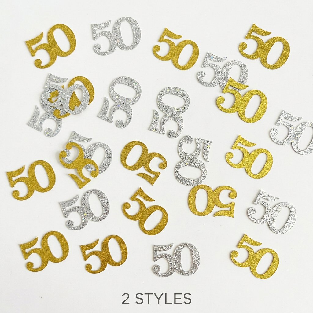 120Pcs 50th Birthday Confetti  - Table Number Gold review and price