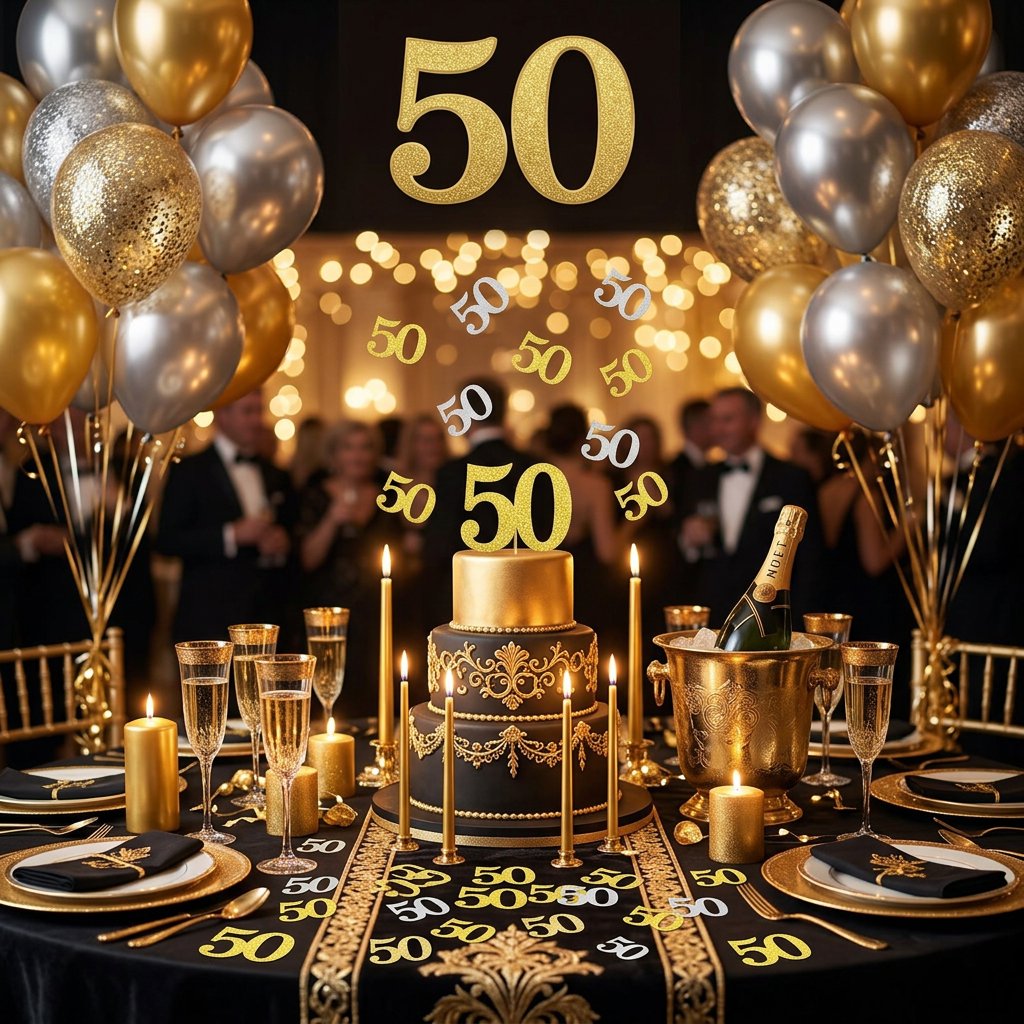 120Pcs 50th Birthday Confetti  - Table Number Gold review and price