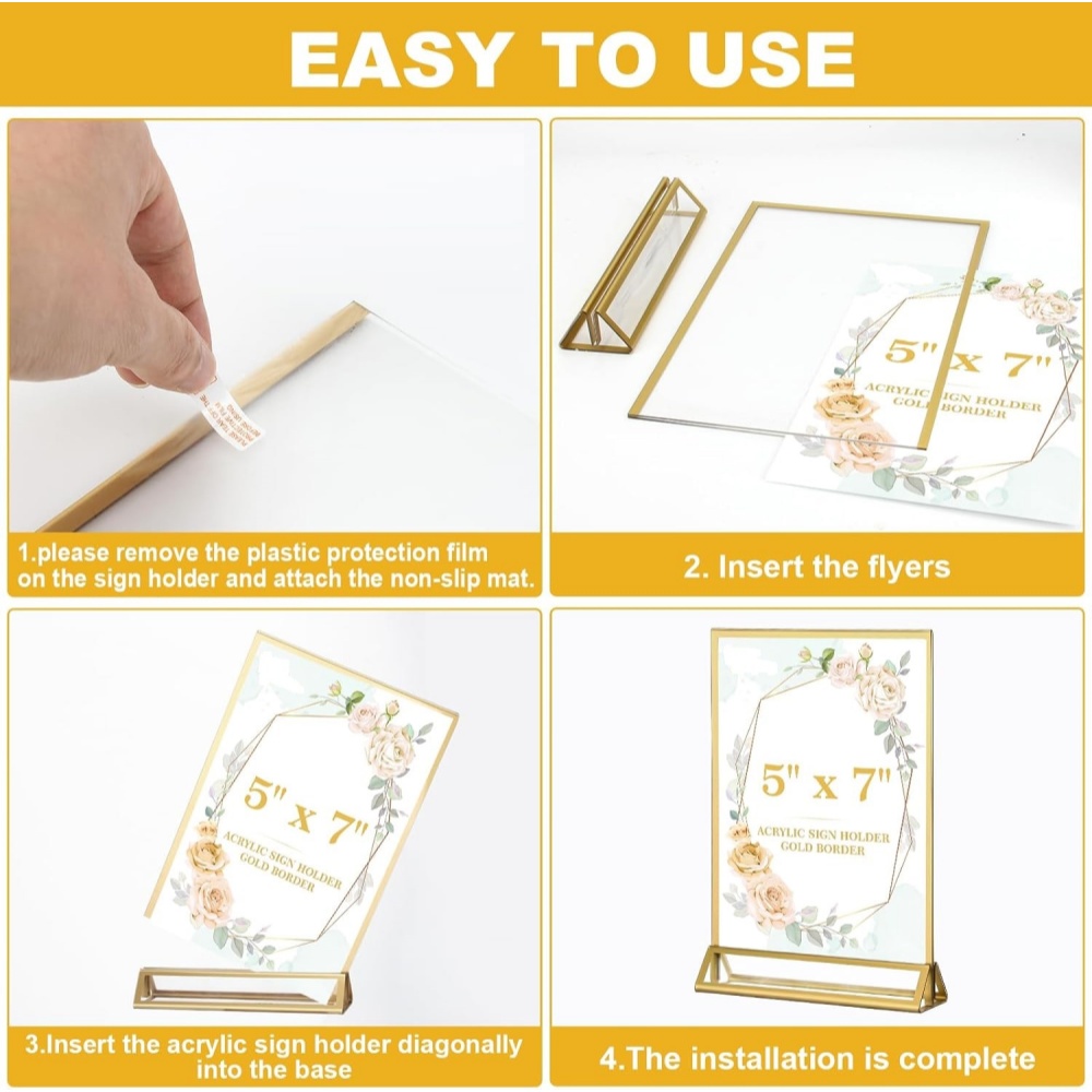 6Pack 5x7 Clear Acrylic Sign H - Table Number Gold review and price