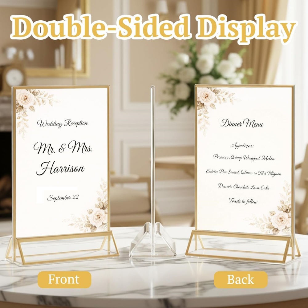 6Pack 5x7 Clear Acrylic Sign H - Table Number Gold review and price