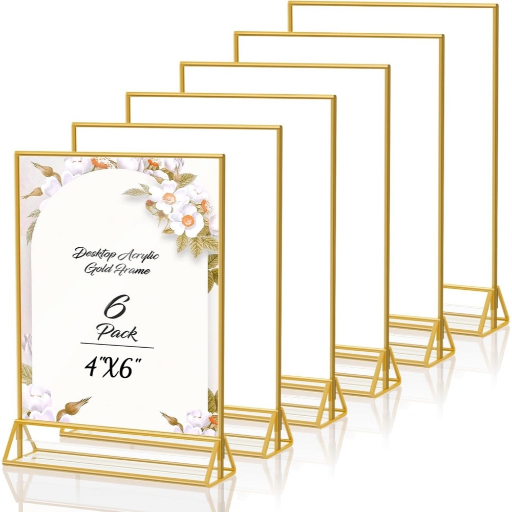 6 Pack Gold 4x6 Acrylic Pictur - Table Number Gold review and price